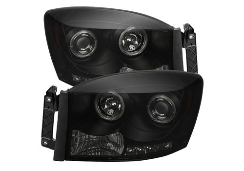 Spyder LED Projector Black-Smoked Headlights 06-08 Dodge Ram